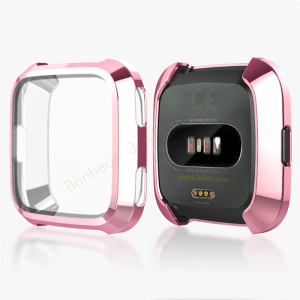 Fitbit-Versa-2-protector-screen-protector-for-Fitbit-Versa-2-watch-all-arouond-protector-wearable-technology-device-accessories-bumper-cover-Gold-tpu-soft-back-pink
