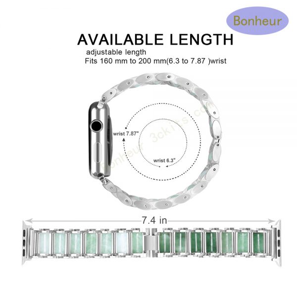 Stainless-Steel-and-jade stone -watch-wristband-for-Apple-watch-series-2-hermes-high-quality-smart-watch-or-wearable-technology-accessories