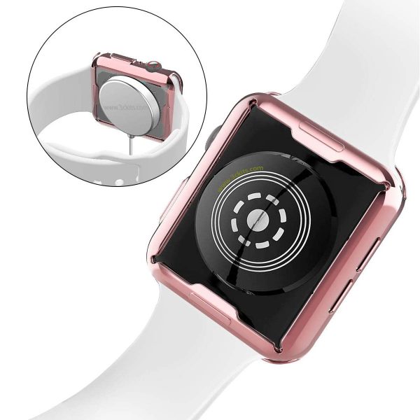 apple-watch 5-protector- all around protection to your wearable technology device apple watch series 5 bumper shell cover Pink back and charging