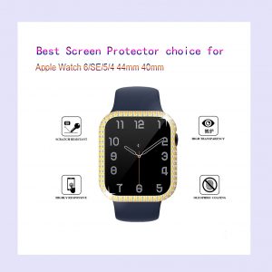 2021 new style apple watch protector 6 44mm 40mm screen protector case cover navy blue fashion accessories bling bumper watch