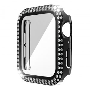 Watch Case For Apple Watch6 /SE/5/4/3/2/1 44mm, 40mm 42mm,38mm,6 Pack Double Row Glitter Rhinestone Bling Crystal Diamonds Look Protective Cover With HD Tempered Glass Build-in Screen For Iwatch