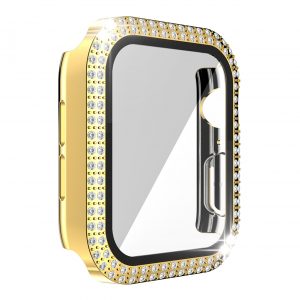 Watch Case For Apple Watch6 /SE/5/4/3/2/1 44mm, 40mm 42mm,38mm,6 Pack Double Row Glitter Rhinestone Bling Crystal Diamonds Look Protective Cover With HD Tempered Glass Build-in Screen For Iwatch