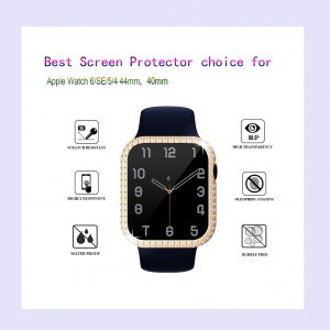 Best Waterproof Screen Protector for Apple Watch 6 /SE/5 /4 40mm 44mm,Hard HD Tempered Glass Full Face Cover Bumper Accessories for iwatch Women Men