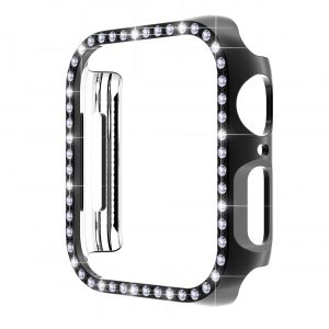 Chic Watch Case for Apple Watch7 41mm 45mm,Single Row Glitter Rhinestones Bling Crystal Diamonds Look Protective Frame Case Cover