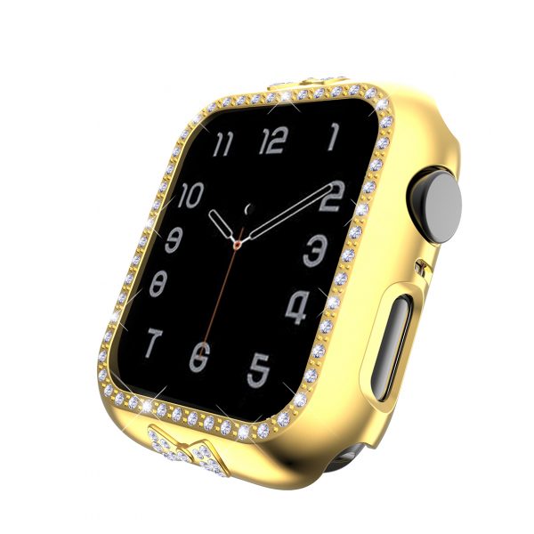 Shining Bowknots Screen Protector For Apple Watch SE 6 5 4 44mm 40mm,Best watch cover for Apple iwatch PC Plated Bumper With Bling Crystal Diamonds Surace Frame Protective Cover Accessories