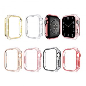 Bling Protector For Apple Watch 6 5 SE 4 44mm 40mm,6 Pack Fancy Bling Rhinestone Sparkling Crystal Diamonds Look Hard PC Watch Case Cover Without Build-in Screen