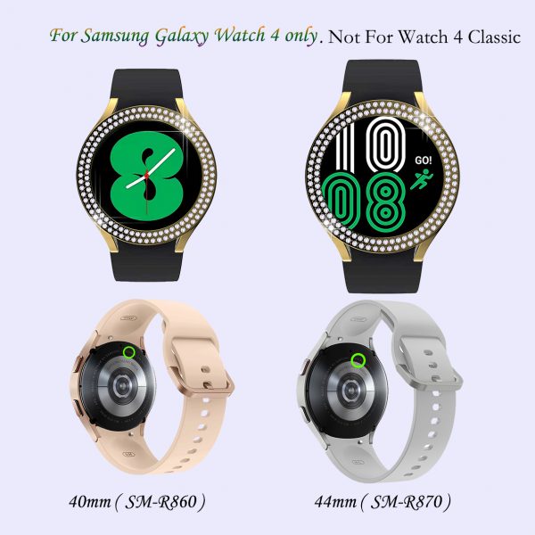 Screen Protector For Samsung Galaxy Watch4 40mm 44mm, 6 Pack Hard PC with Double Row Rhinestone Bling Diamond Look Case Cover Without Build-in Screen